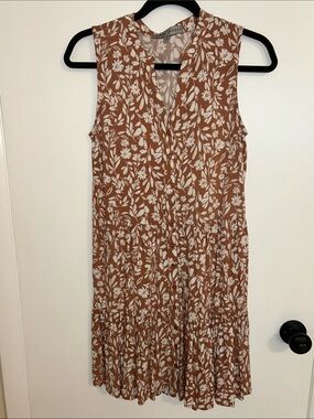 Absolutely Famous Rust Brown Floral Midi Dress